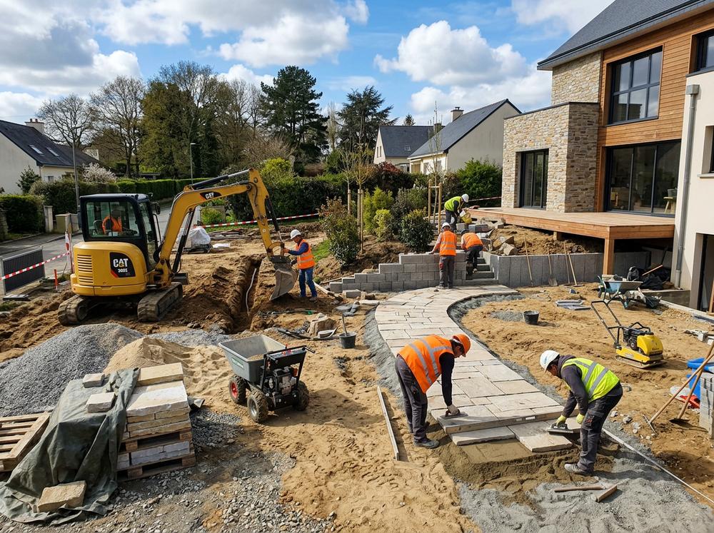 Chantier d'aménagement extérieur à Apt