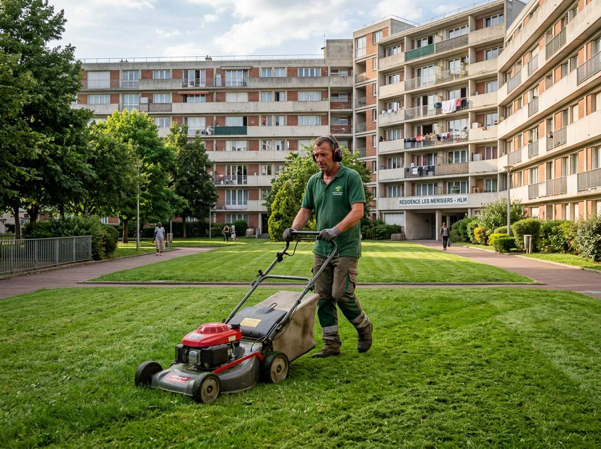 Fréquence d'entretien des espaces verts en copropriété : responsabilités, calendrier et budget à connaître 1 tonte de pelouse par un jardinier : la fréquence d'entretien des espaces verts en copropriété