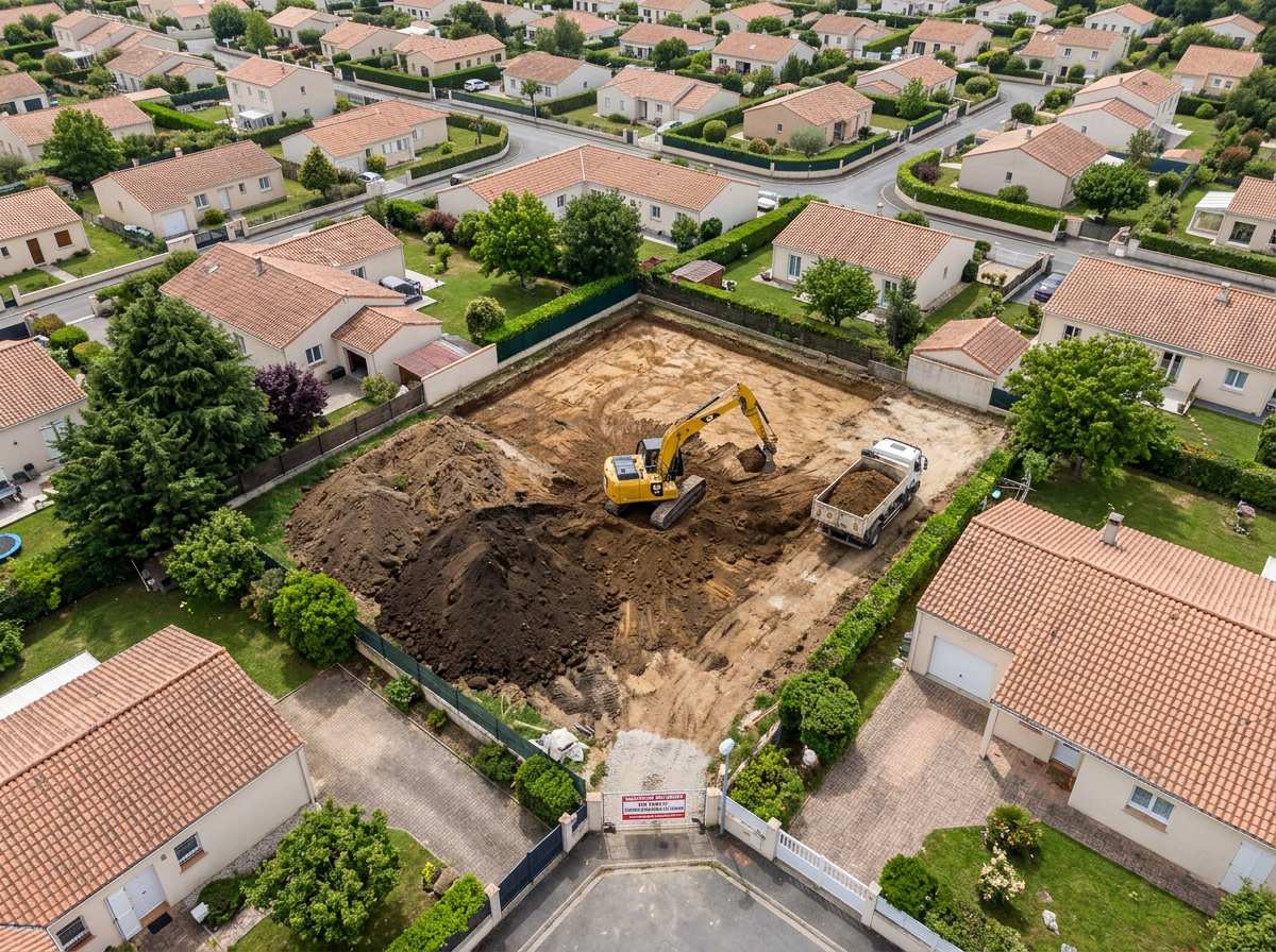 Préparer un terrain avant construction : Guide complet des étapes, décapage et calendrier Idéal 2 décapage terrain avant construction vue aérienne terrassement